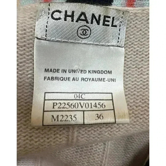 CHANEL Cashmere Cardigan 36 Small S Long Sweater Fringe Striped Front 2 Pockets - Picture 4 of 11